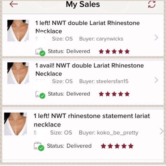 LAST! Rhinestone double layered choker lariat - Picture 3 of 4